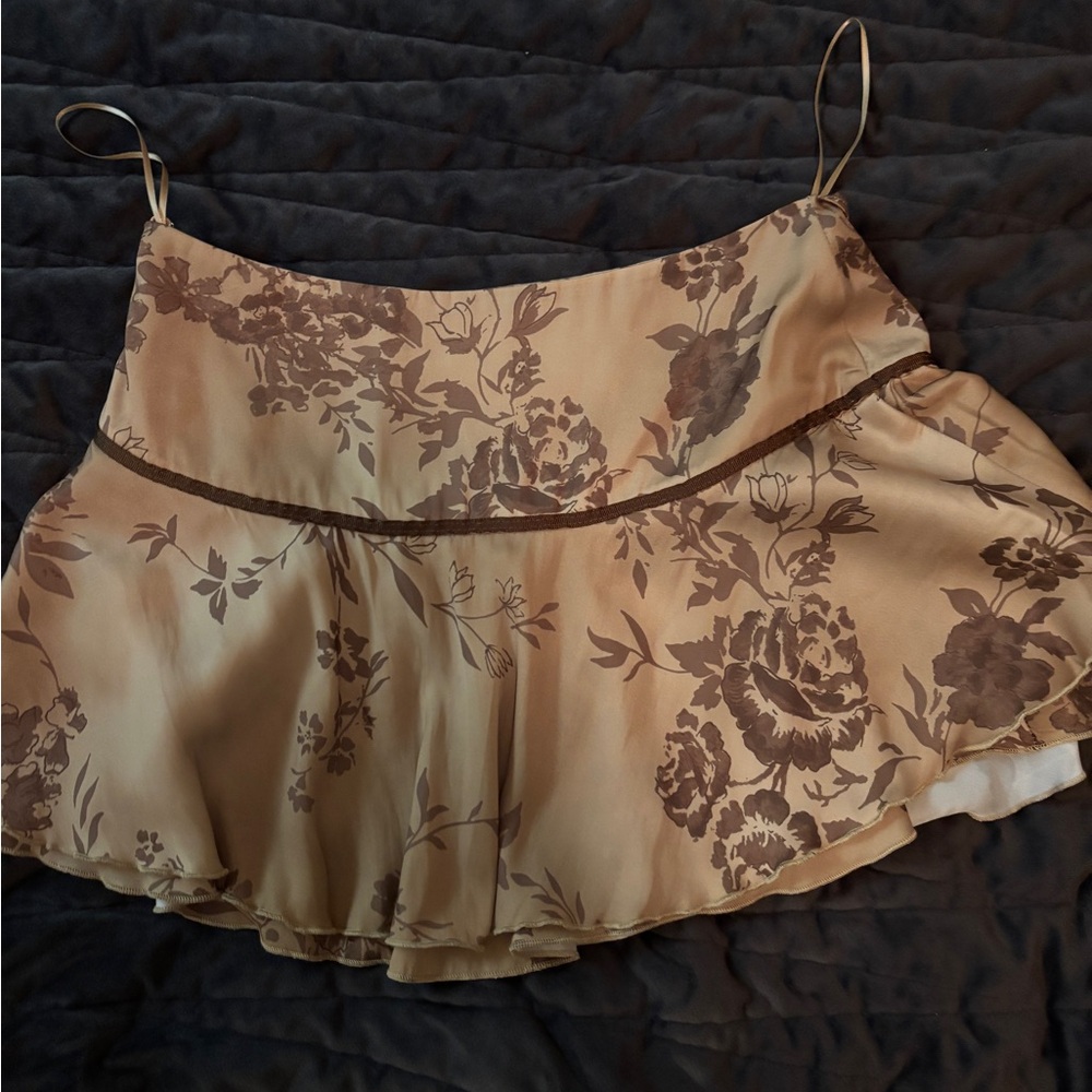 Kimchi Blue Floral Tan and Brown Skirt